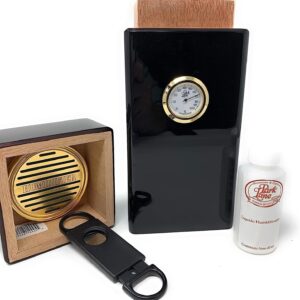 Black 16 Cigar Vertical Design Humidor, Real Spanish Cedar Wood, Made in North America, Desktop, Accurate Hygrometer, Handcrafted, Gift, Dad, Father’s Day, Humidifier, Storage Accessory, Classy, Luxury